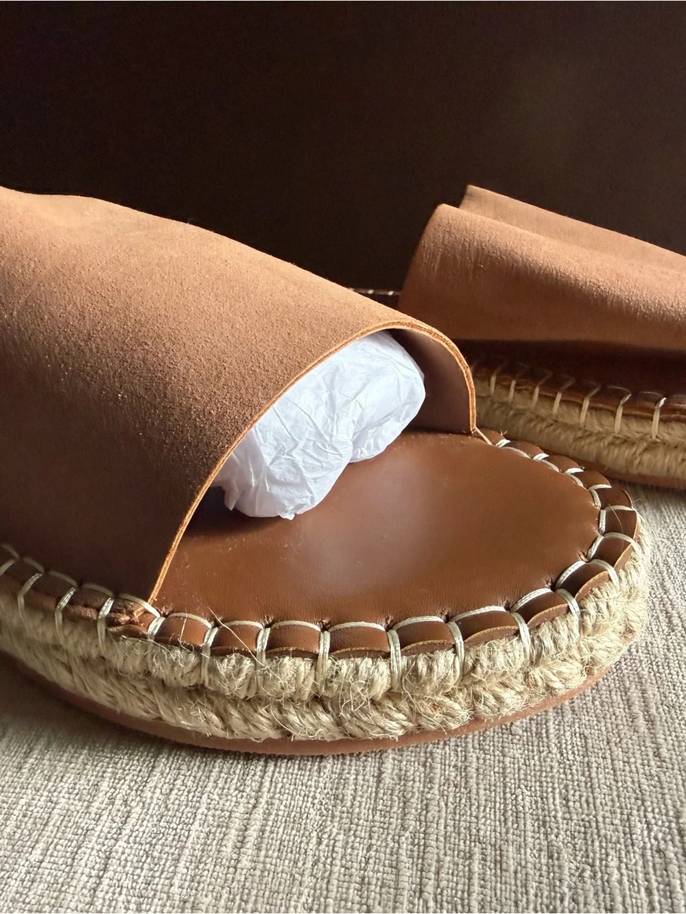 Abercrombie & Fitch Tan Suede Slide Espadrille Sandals